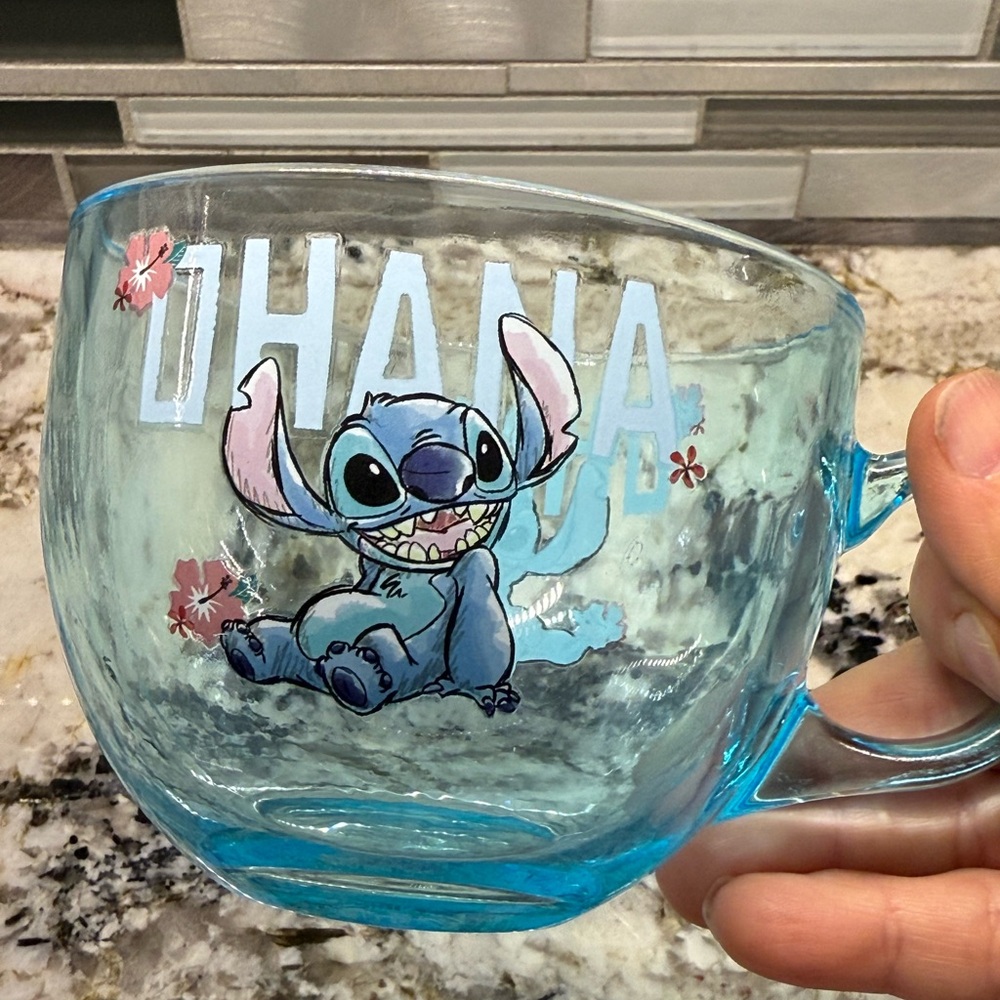 Disney Blue Stitch Ohana Glass Mug